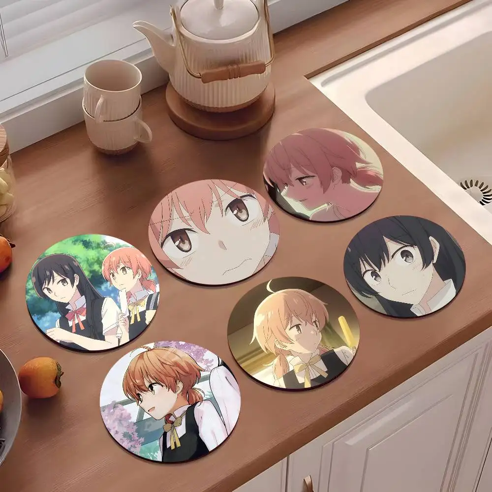 1pc Anime Bloom Into You Wooden Coaster Colour Printing Cup Mat Home Desk Decoration Gifts