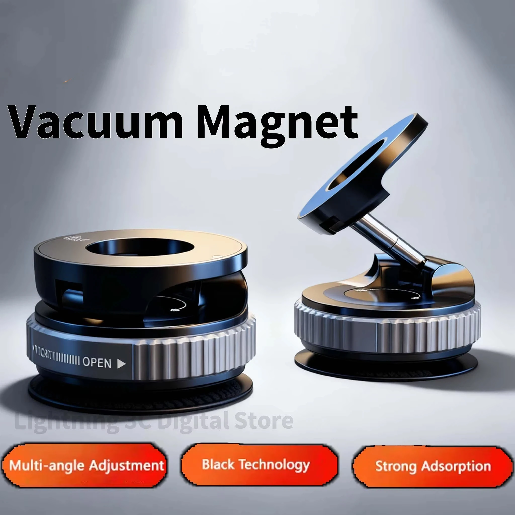 

On Sale Strong Magnetic Phone Holder 360° Adjustable Foldable Design Vacuum Car Mount For Cell Phone For iphone Live Streaming
