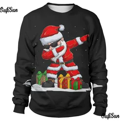 Merry Christmas Hoodies For Men Hatless Sweatshirt Funny Santa Claus Graphic Tee Oversized Men's Clothes Top Pullover Sweatshirt