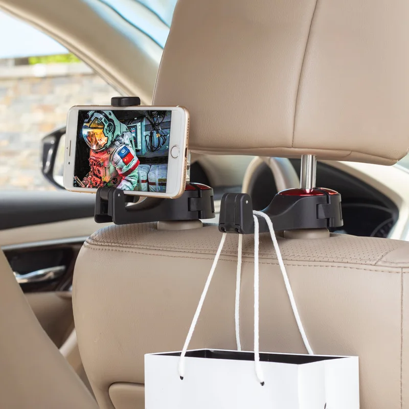 

Car Hooks Back Seat 2-in-1 Universal Headrest Mount Holder Mobile Phone Holder Stand For iPhone Samsung Xiaomi Huawei 360 Degree