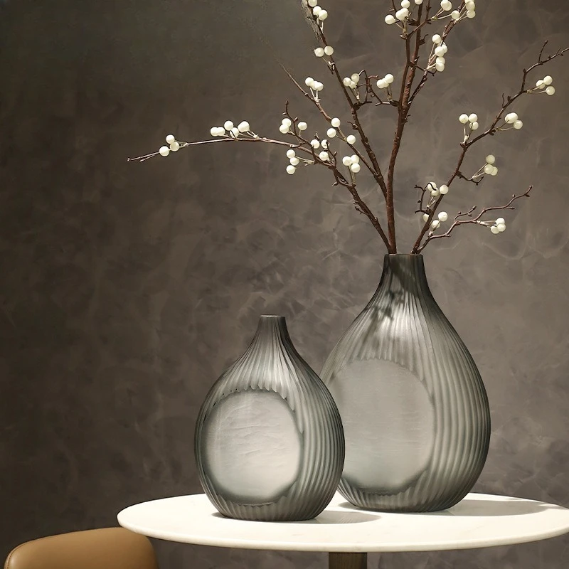 Chinese cold gray hydroponics, small mouth glass vase ornament