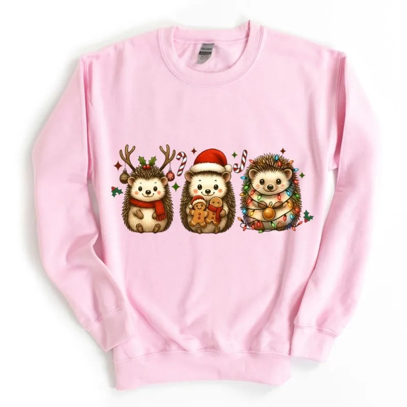 عيد الميلاد القنفذ العرق، سترة قبيحة الأسرة الرجعية أضواء عيد الميلاد منامة عرق هدية لها عيد الميلاد هدية الشتاء الحرارية هوديي