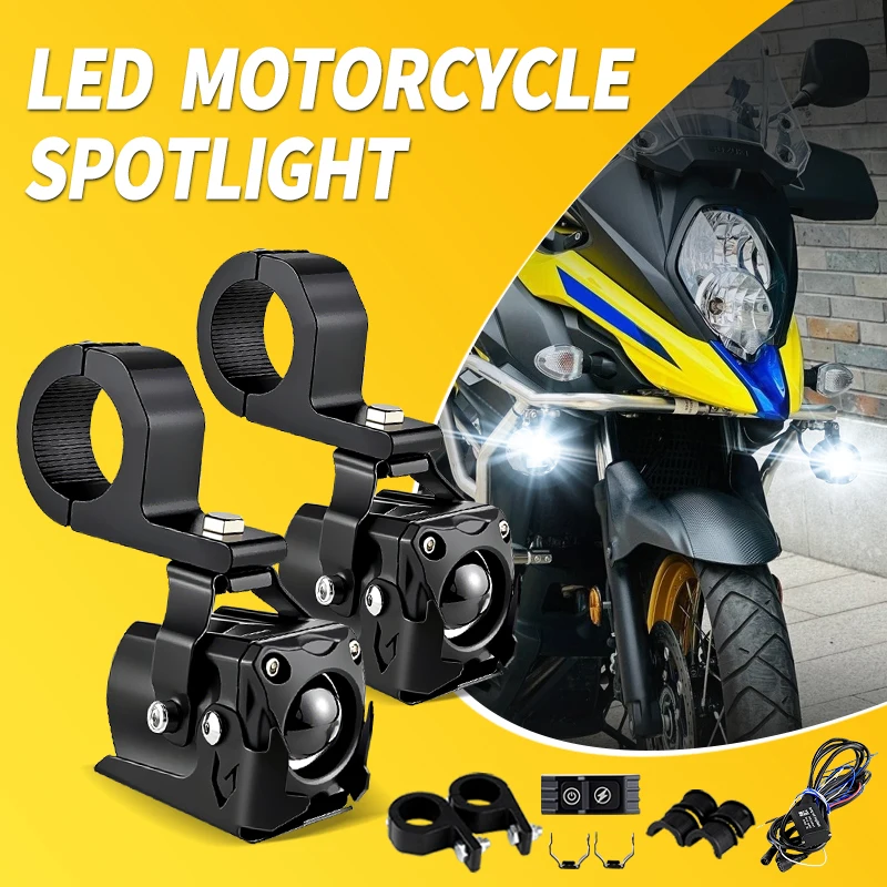 

2 шт. светодиодные вспомогательные фары для Suzuki DL 650 V-Strom 2004-2010, универсальные мотоциклетные фары дальнего/ближнего света, противотуманные фары, двухцветные
