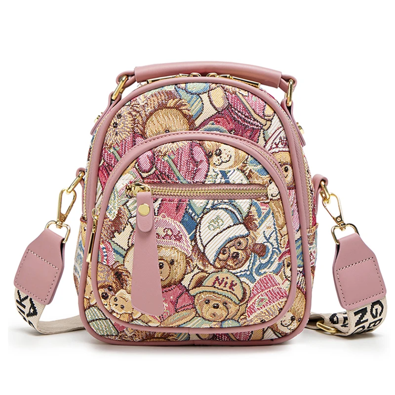 Fashion Luxury Brand  Women's Crossbody Bag Cartoon Pattern Embroidered Design Shoulder Bag Cartoon Bear Style Handbag For Women