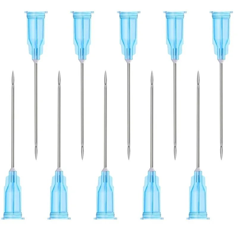 100pcs Dispensing Needles Pointed Injection Needle Transparent Syringe Bayonet Needle with Transparent Cap, Glue Tool (23G-25mm)