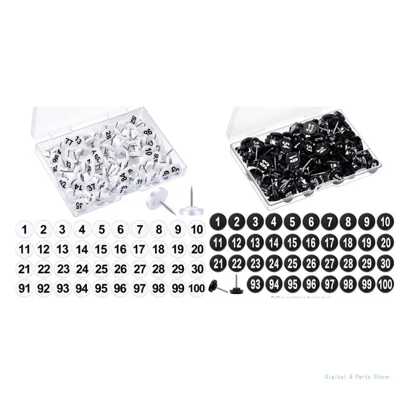 M17F 100Pcs Numbered Pushpins Numbered Map Pins for Photo Wall Decor Bulletin Boards