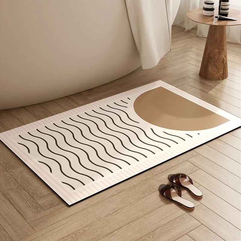 Modern Bath Mats Simple Super Absorbent Bathroom Floor Mat Non Slip Toielt Foot Pad Balcony Entryway Home Kitchen Diatom Mud Rug