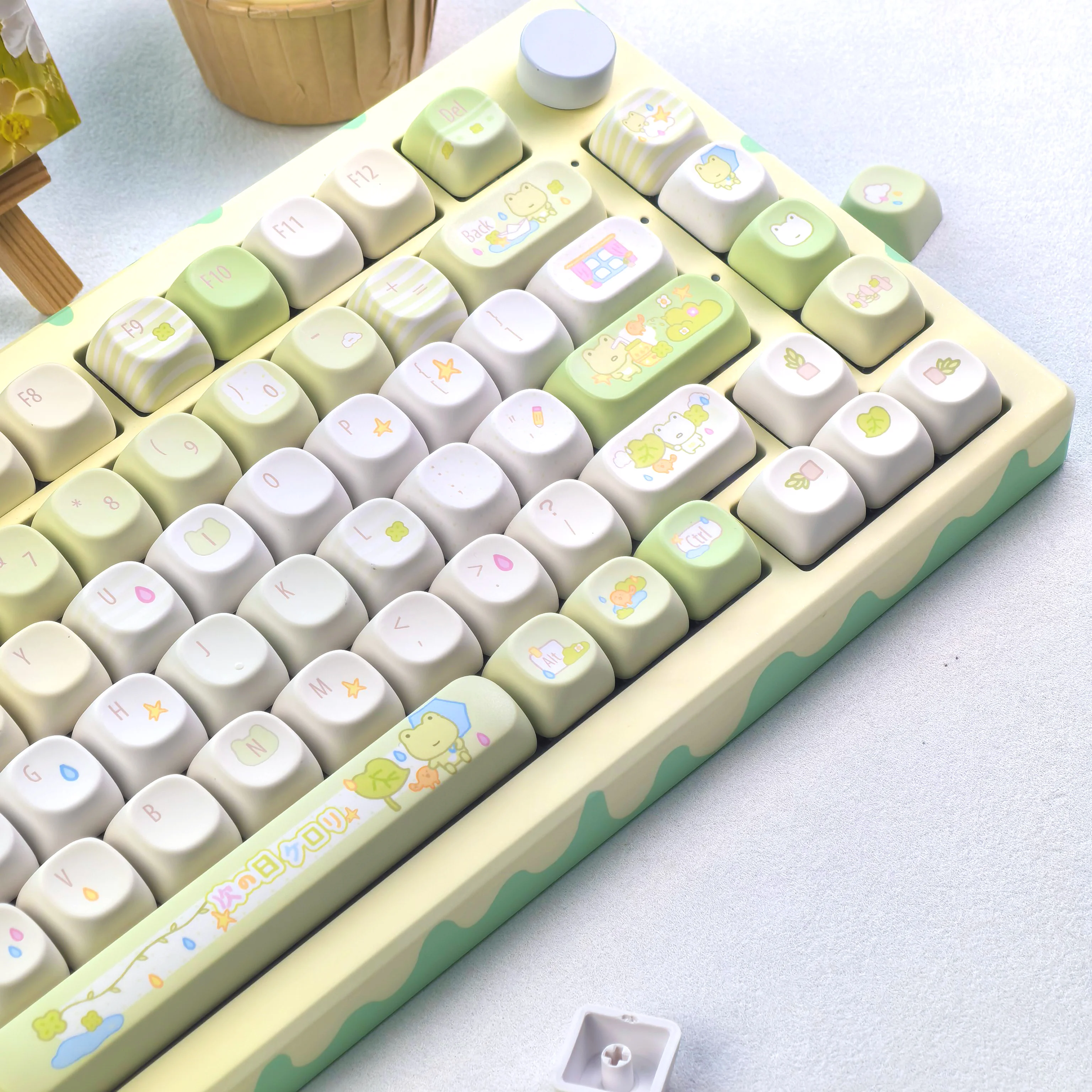 MAIMOOO Keycaps Green Frog Travel Frog Moa Pbt Cherry Korean Russian Thermal Sublimation Keyboard Keycaps