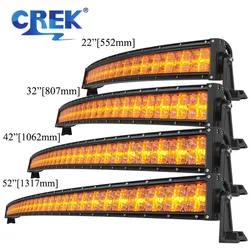 10-32V 7D Lens Curved LED Light Bar Amber DRL Offroad 4x4 Roof Work Headlight Truck Car 4wd SUV ATV UTV Driving Spot Lamp
