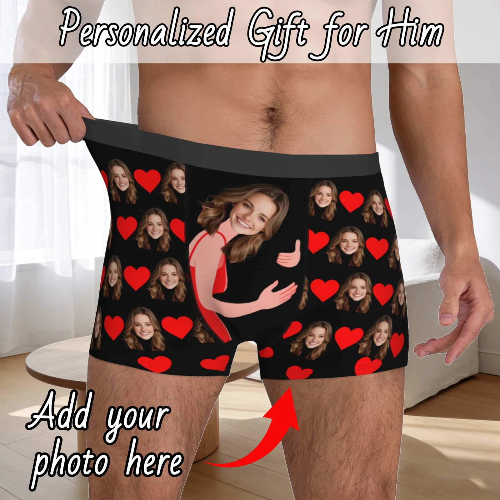 Personalized facial photos customized underwear  flat cornered men's Valentine's Day gift for husband  anniversary gift for fath