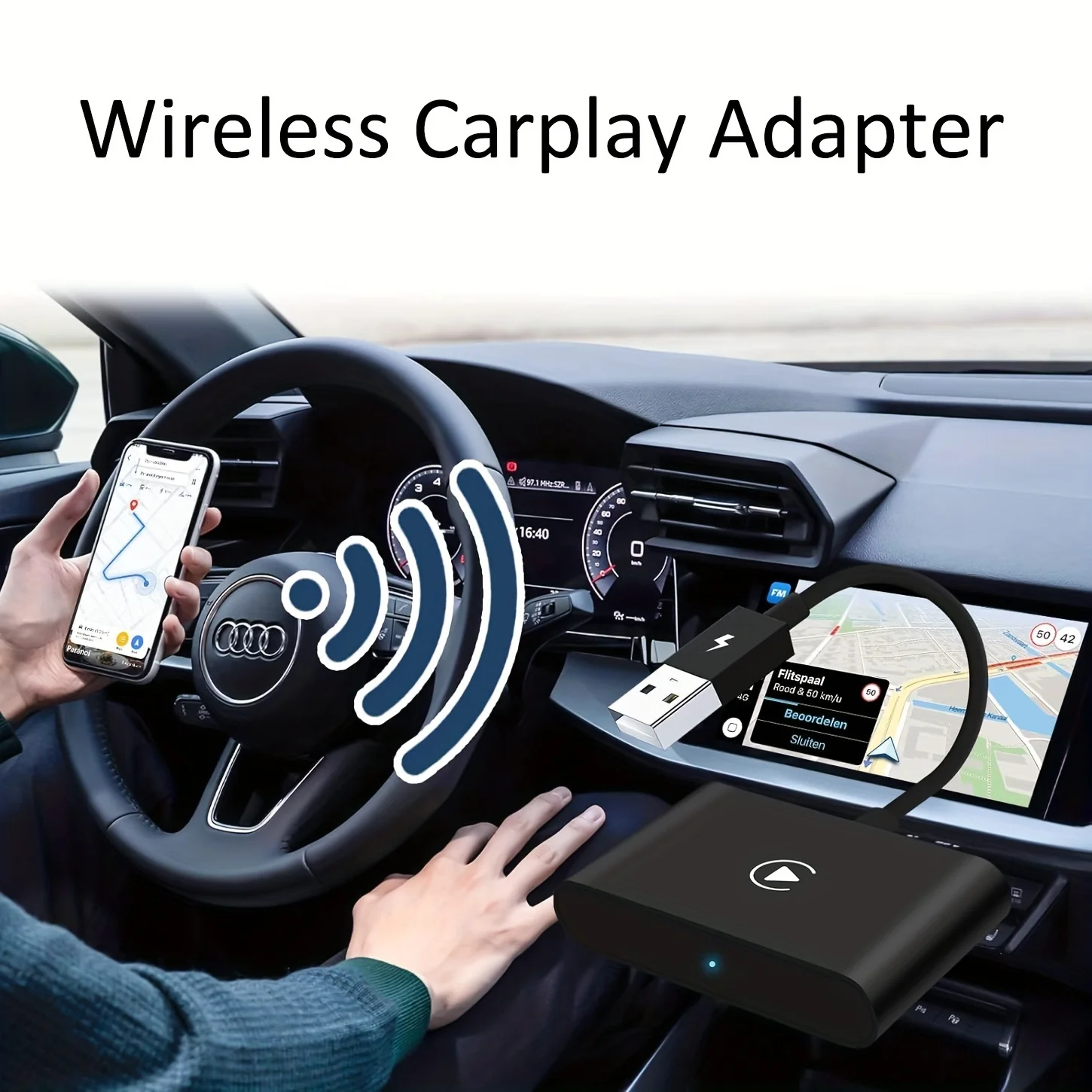 CarPlay Wireless Adapter For Wired CarPlay 2023 Upgrade Plug & Play Dongle Converts Wired To Wireless Fast And Easy Use Fit