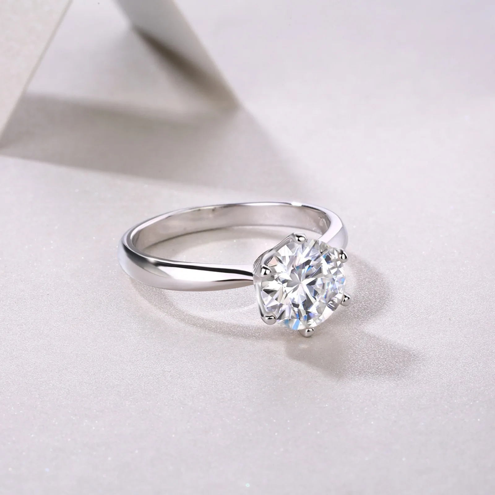 

Lab-Grown Moissanite Ring, D Color VVS1 GRA Certified, 0.5-10CT 6-Prong Solitaire, S925 Silver US Size Wedding Ring