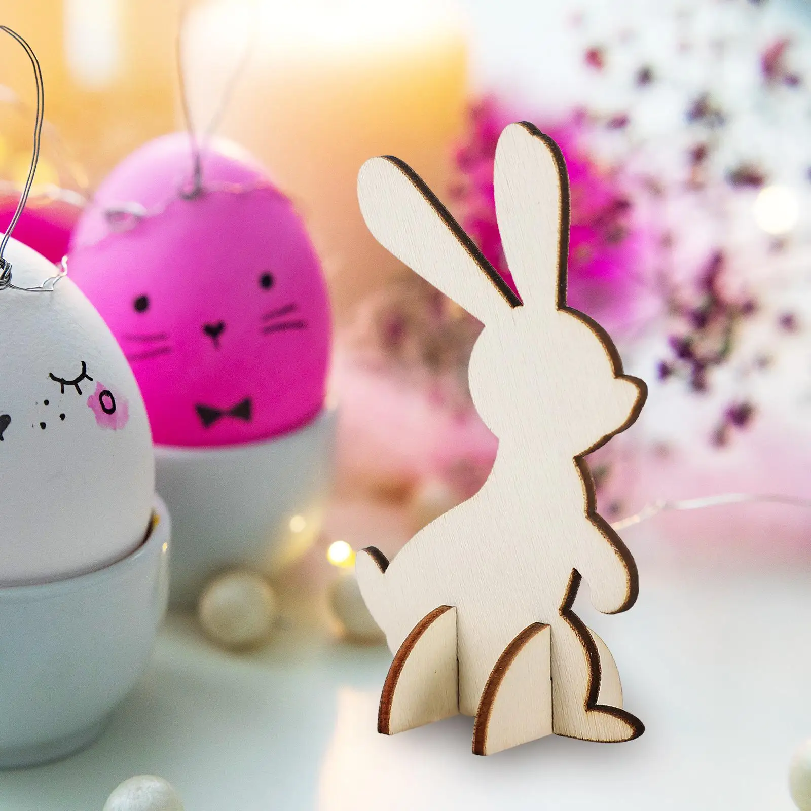 Toy Three-dimensional Wooden Rabbit Hand-made Easter Bunny Decorations Ornaments Child