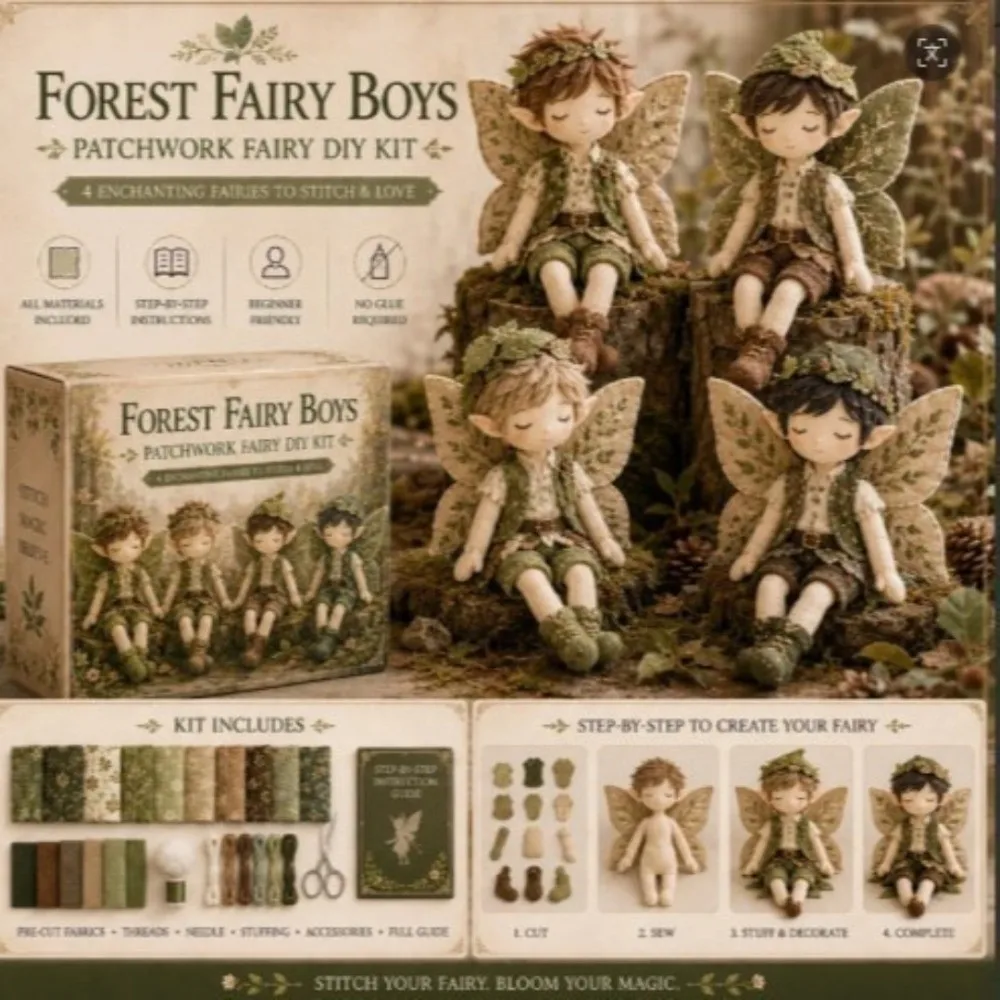 Pre-cut Fabric Flower Fairy Handmade Patchwork DIY Kit with Guidance Beginner-friendly Fairy Elf Patchwork Sewing Set Handmade