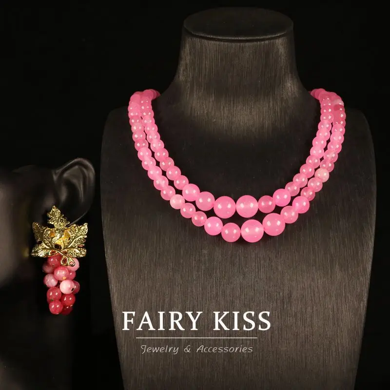 

Exquisite Temperament, Sweet Pink Stone Handmade Beaded Necklace Set, Light Luxury, High-End Feeling, Elegant And Versatile