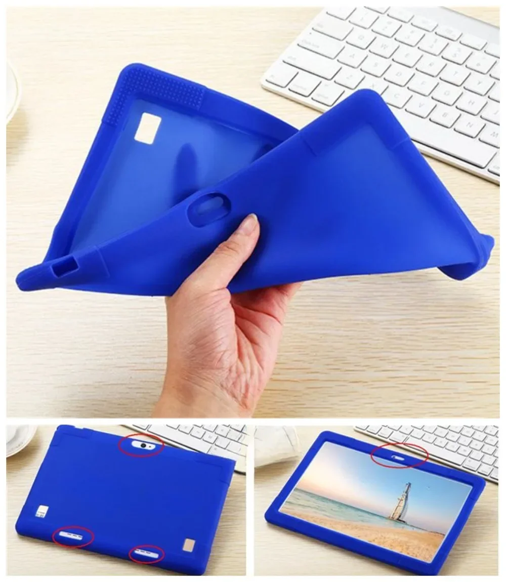 Casing Tablet Android Universal 10 inci, casing silikon Tablet Universal panjang 9.64 inci lebar 6.89in tahan guncangan, pelindung belakang 10.1 inci, casing Tablet Android