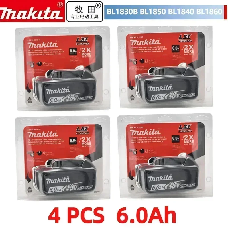 Original Makita 18V 6000Ah 6Ah Rechargeable Battery with Charger for LXT BL1860B BL1860 BL1850 DHP482 Makita 18V Lithium Battery