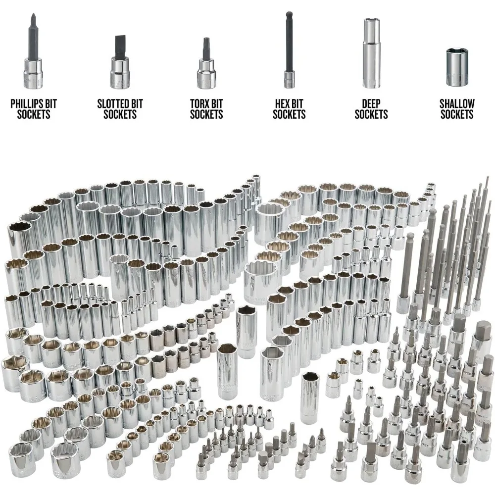 CRAFTSMAN Socket Set, 299 Pieces, Includes Deep Socket, Shallow Socket, Hex Bit, Torx Bit, Slotted Bit, and Phillips (CMMT45310)