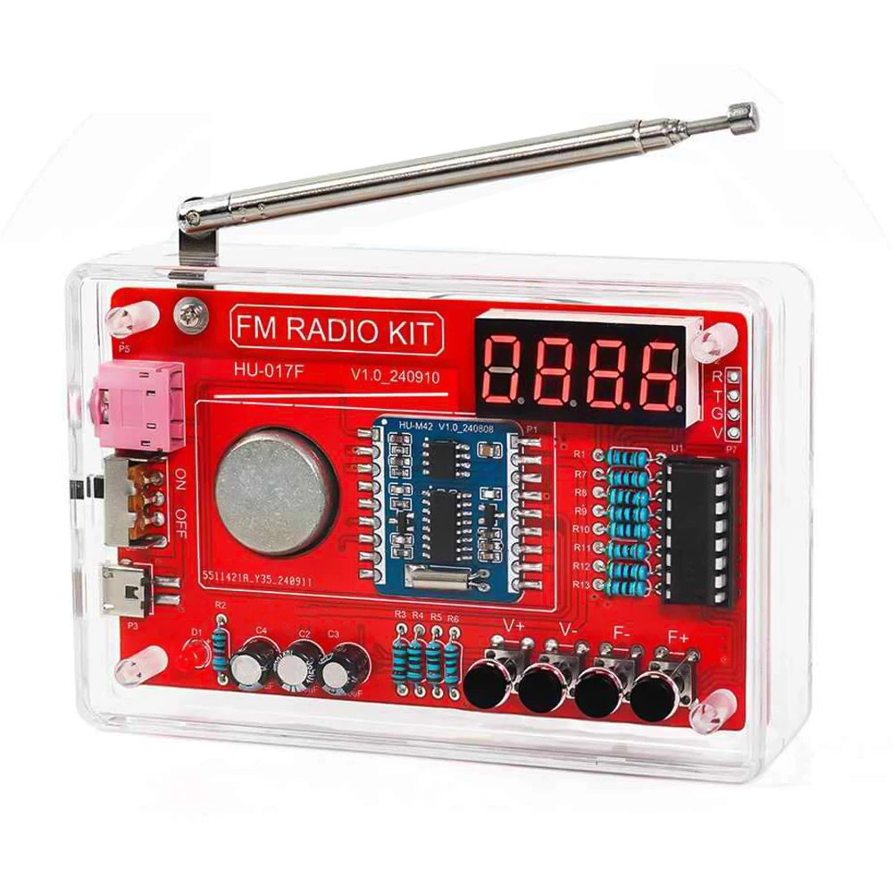 DIY Electronic Kit FM Digital Tube Display Radio 87-108MHZ Button Adjustable RDA5807 DIY Soldering Kit 3W Speaker USB Dual Powe