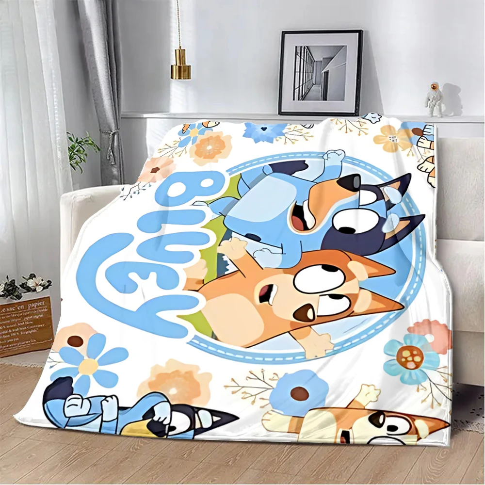 Cartoon B-Blueys Bandit-Chilli Printed Blanket Picnic Blankets Warm Soft and Comfortable Blanket Home Travel Birthday Gift