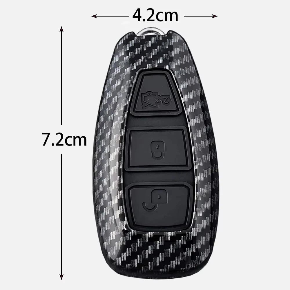 3-Tasten-Schlüsselhülle für Ford Focus 3 4 ST Mondeo MK3 MK4 Fiesta Fusion Kuga Ecosport, ABS-Kohlefaser-Stil Autoschlüssel-Etui – Detail 2