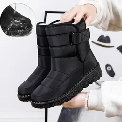 Botas de nieve impermeables para mujer, botines informales de felpa cálida con plataforma suave, zapatos acolchados de algodón sin cordones, invierno, 2024