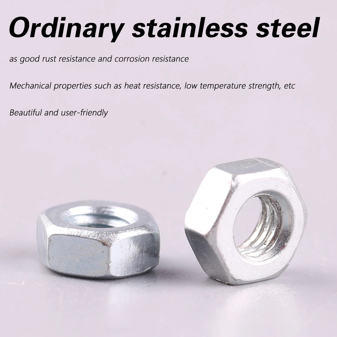 10個入り六角ナットセット M2 M2.5 M3 M4 M5 - ステンレス鋼製マッチングネジ付き六角ナット、様々な用途に対応