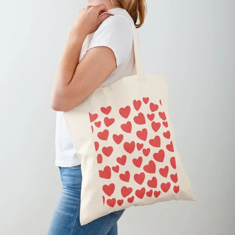 Red scattered hearts pattern-black background Tote Bag custom tote bag great bag Women's handbag reusable shopping bags