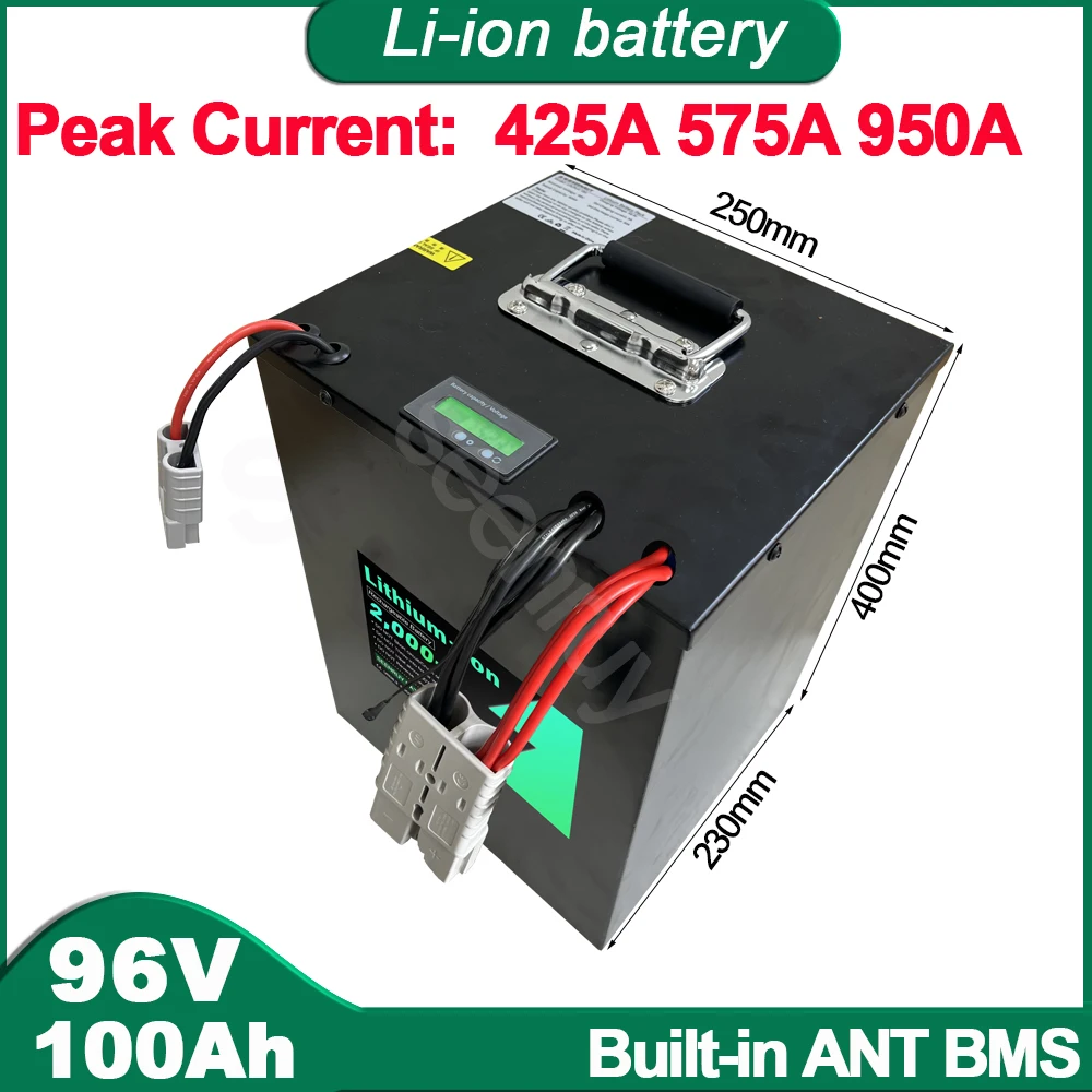 

SEENRUY 96V 100AH 220A 380A BMS Li ion With Charger Lithium Polymer Battery Pack Perfect For Forklift Crane Truck MotorCycle