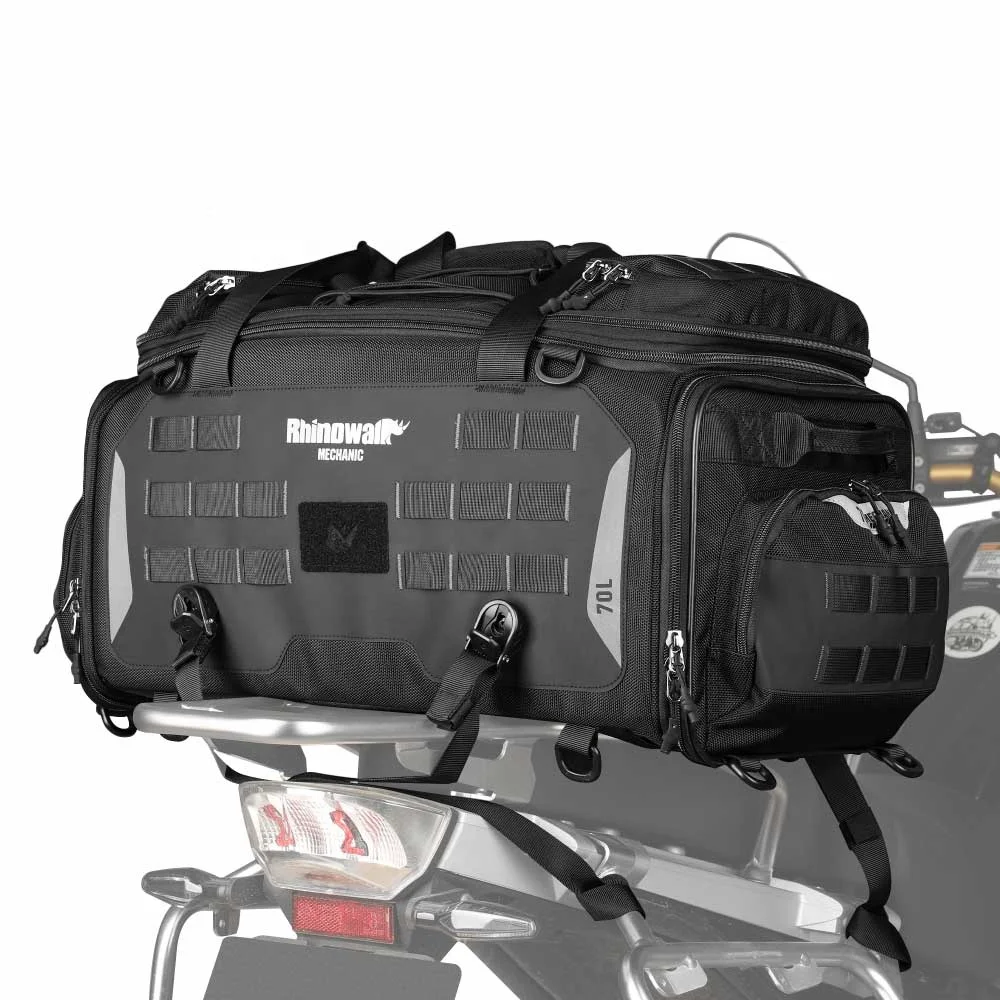 

Rhinowalk Mechanic 50-70l Motorcycle Tail Seat Bag Pack Adventure Large Rear Luggages for ADV Long Distance Touring Saddlebag