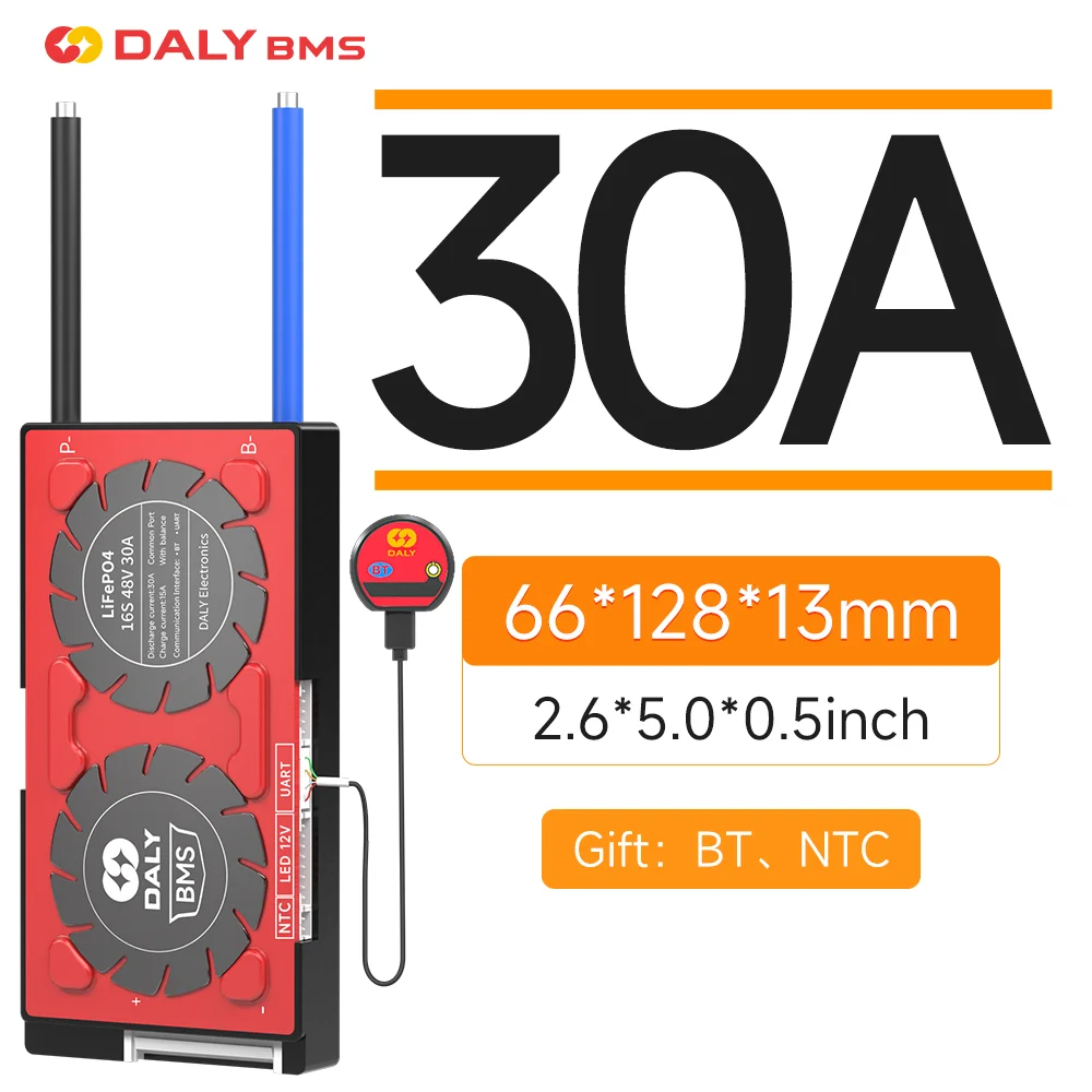 Daly Smart BMS 4S 12V 30A Lifepo4 8S 16S 24V 48V NCM 3.7V 7S 10S 13S z aplikacją Bluetooth dla inwertera Solar RV