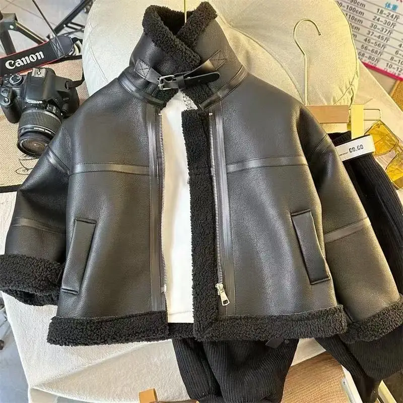 

New Boy Jackets Leather Thickness Kids Coats Baby Children Outerwear Winter Autumn 2025-162