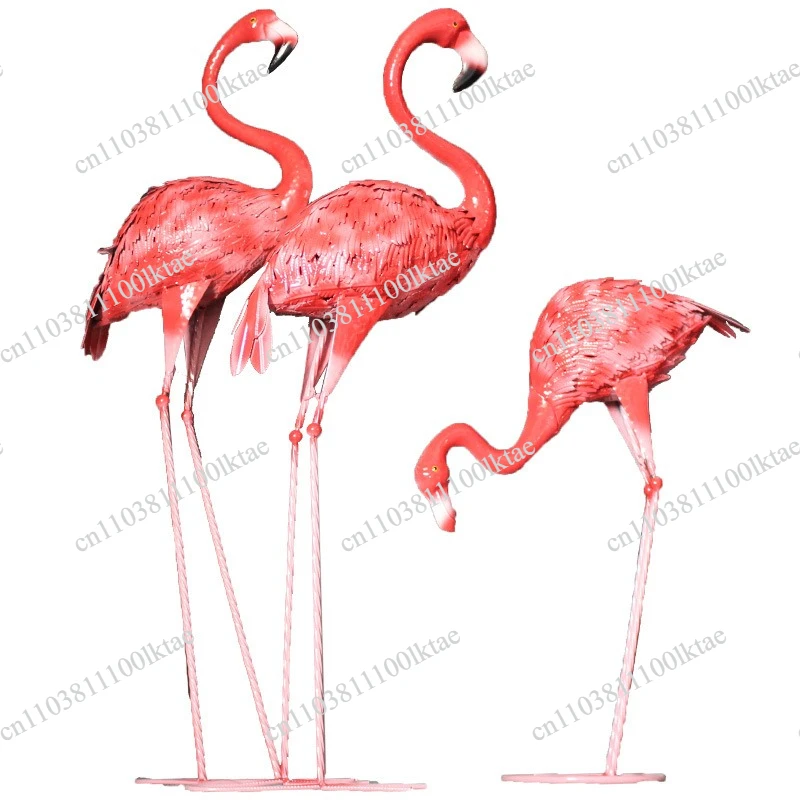 Wrought Iron Simulation Flamingo Ornament Garden Landscape Arrangement Decorative Handicrafts Wedding Party Shooting Props