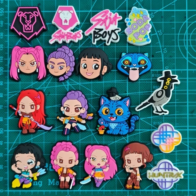 MINISO  KPop Demon Hunters Shoe Charms For Clogs DIY Bracelet Wristband Sandal Shoes Accessories Kids Women Party Favor Gifts ﻿