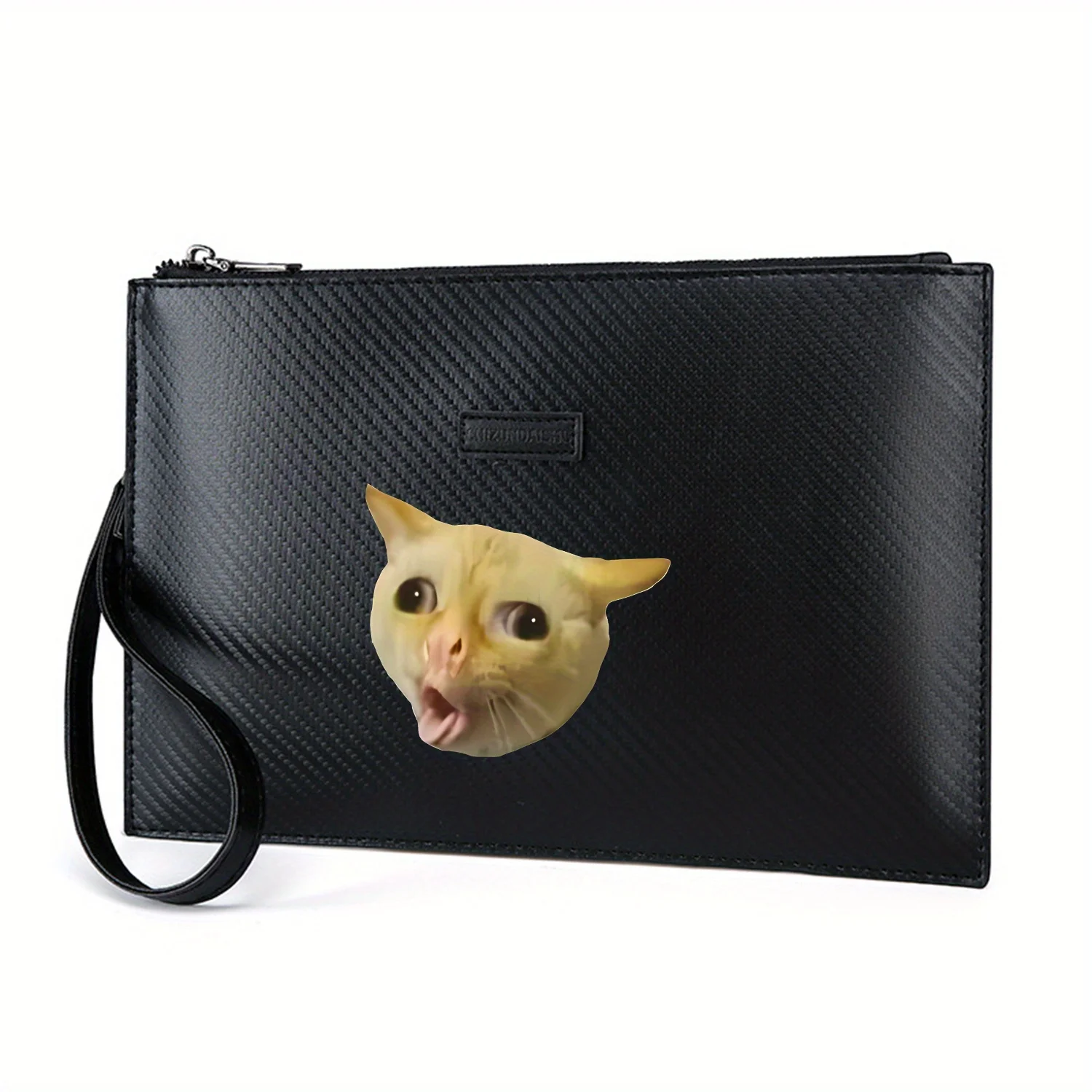 حقيبة يد رجالية من البولي يوريثان ذات وجه قطة مفتوحة وواسعة ومطبوعة أنيقة وعملية للحمل اليومي