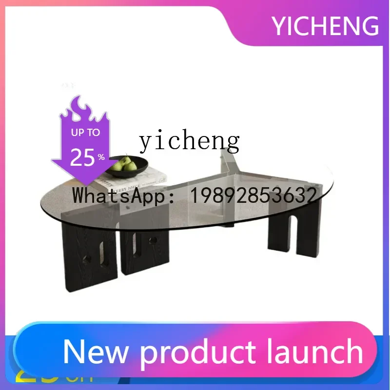 

x1 Tea Table Special-Shaped Glass Tea Table Stainless Steel Retro Black Solid Wood home decoration accessories nordic