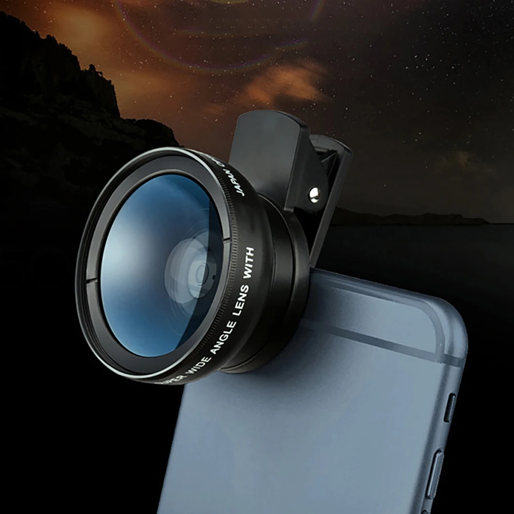 Lente de telefone móvel premium com 2 funções, lente grande angular 0,45X e lente de câmera Macro HD para iPhone Android Phone Travel Vlogging