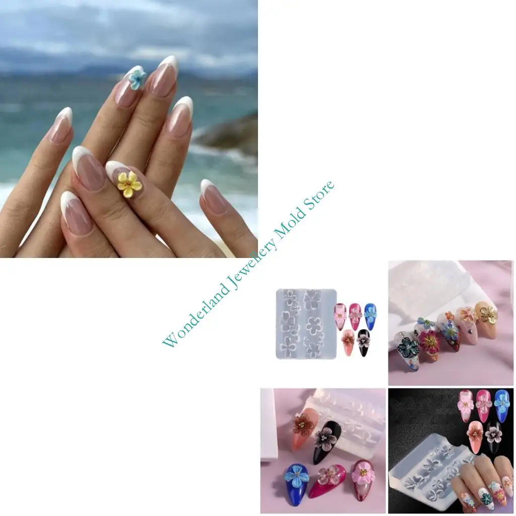 

H7EB Craft Craft замысловатые цветочные лакировки ногтей 2 шт. Силиконовые формы гибискус