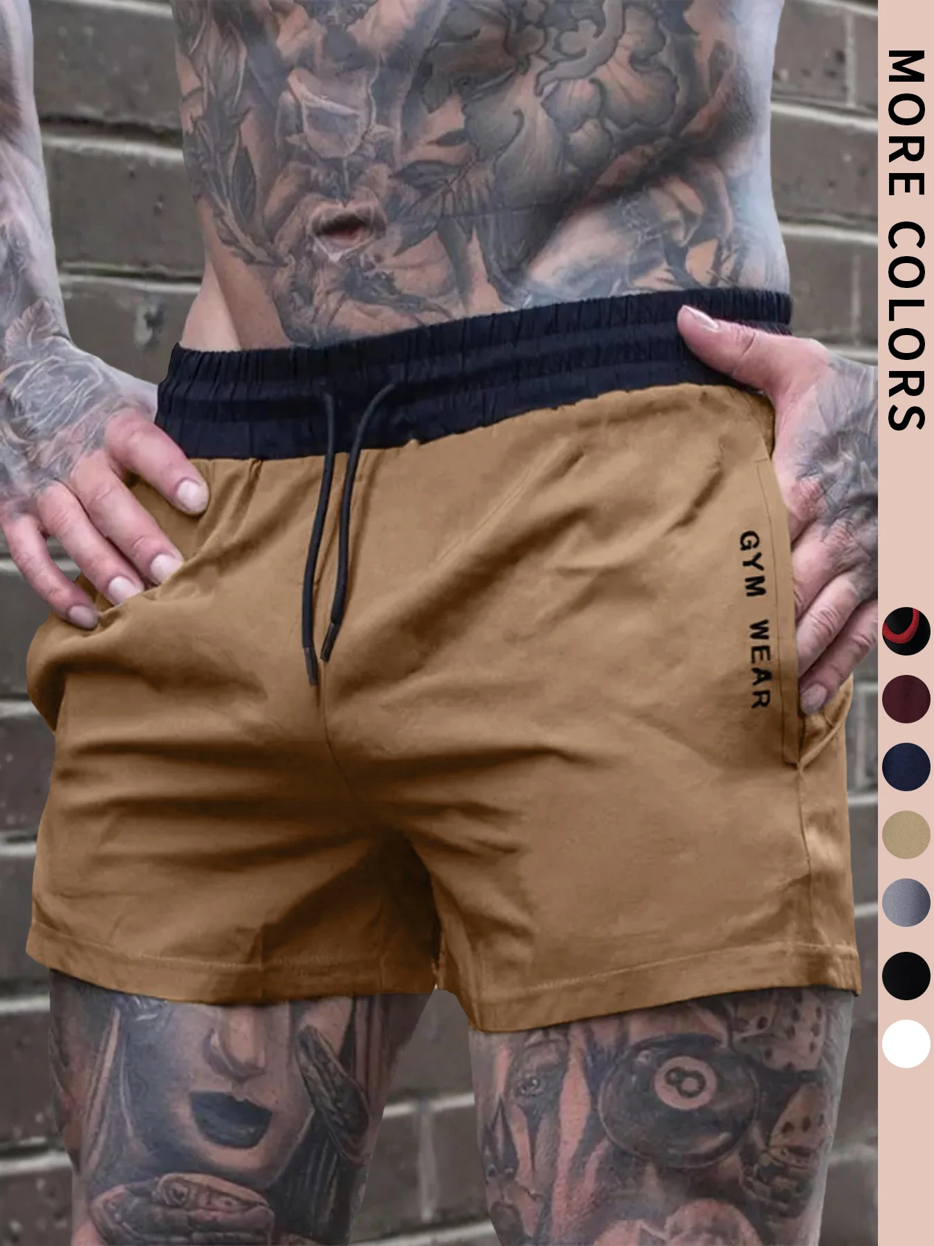 

Men's athleisure shorts with drawstring and zippered pockets, printed, suitable for summer outdoor activities and workout wear