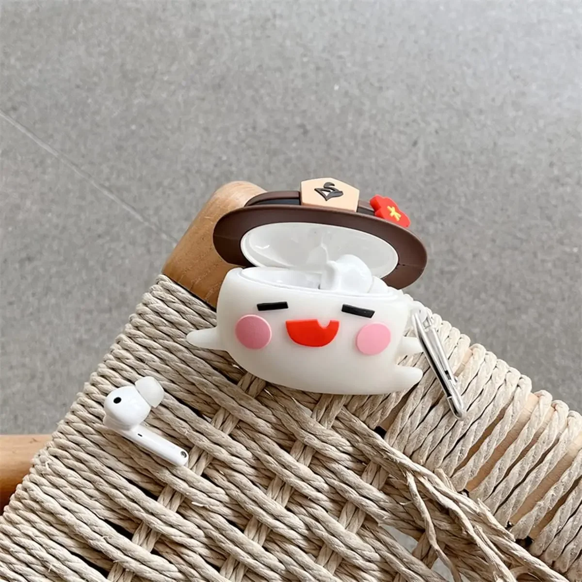 Headphone Case for 2024 New Huawei Freebuds 6i,Cute Cartoon Funny Kawaii Ghost Design Silicone Ear Buds Case with Keychain