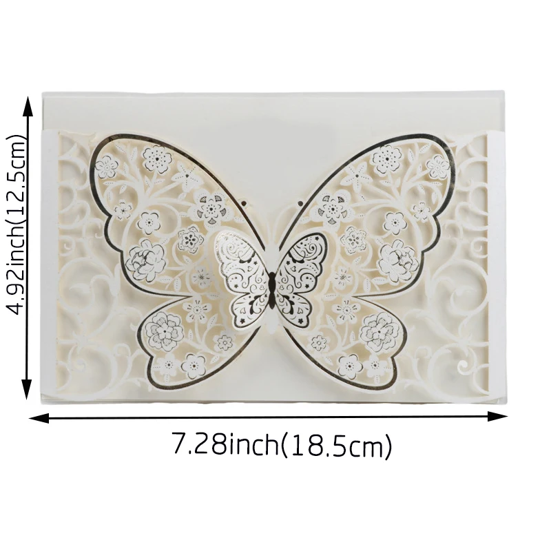 Imagem -02 - Elegante Borboleta Corte a Laser Convites de Casamento Cartão Personalizar Cartões de Visita Festa Aniversário Favor Suprimentos 50 Peças