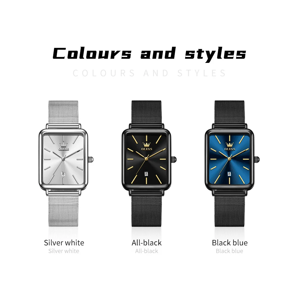 OLEVS 3692 Mens Watch Simple Original Date Quartz Watches For Men Waterproof Luminous Square Watches For Men Gifts Reloj