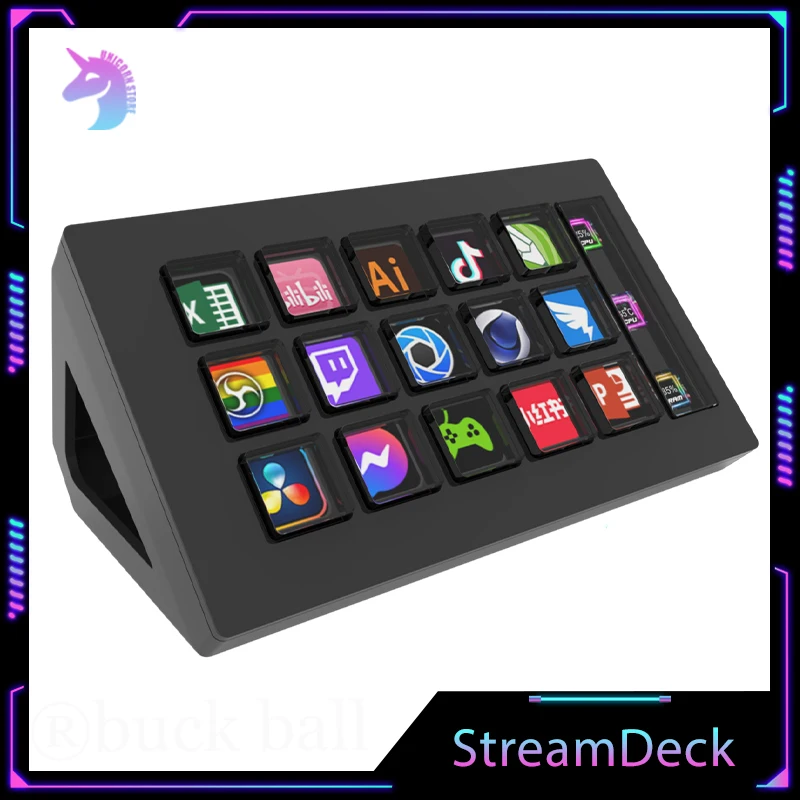 

StreamDeck Visual Keyboard 15 Keys LCD Button Custom Button Live Content Creation Controller For Windows/MacOS/Android/iOS Gifts