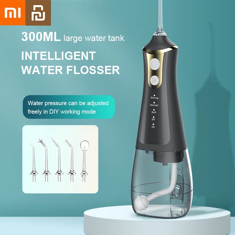 Xiaomi irigator Floss gigi, irigator gigi DIY Mode 5 jet air Flosser memilih mulut, mesin pembersih USB Oral dapat diisi ulang