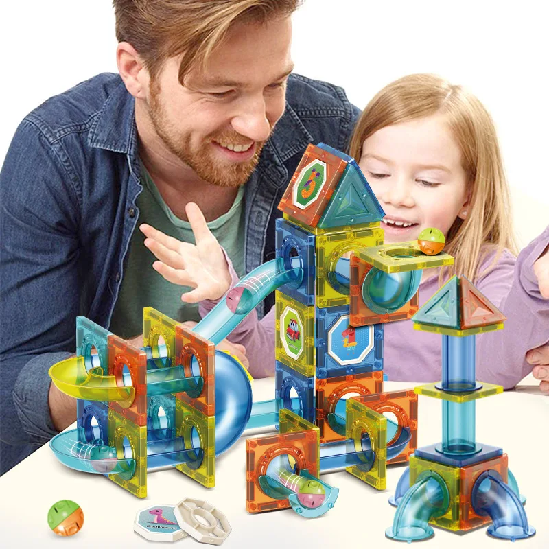 

Early Kids Education STEM Colorful Window Track Magnetic Plate Magnetic Track Building Blocks Toys Ball Track DIY 42/68/98PCS