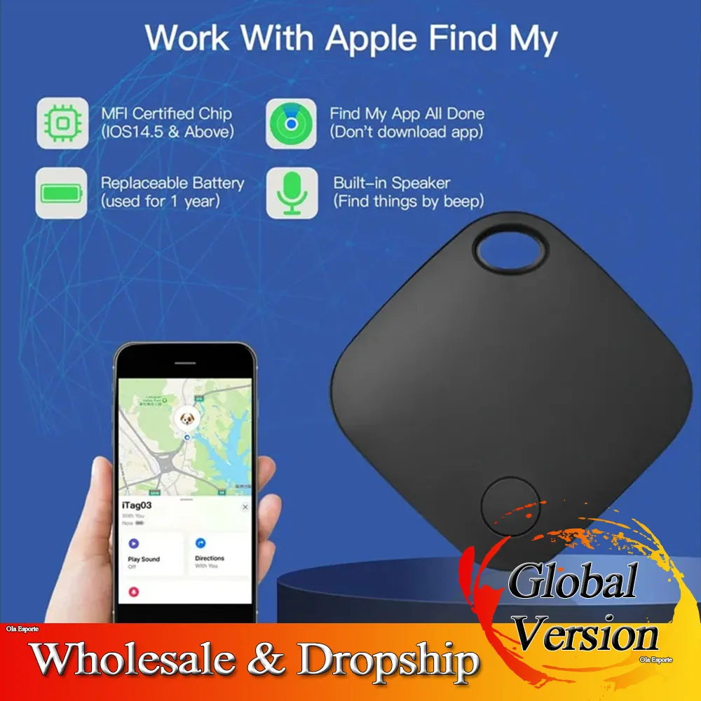 Smart Bluetooth GPS Tracker Works with Find My APP Anti Lose Reminder Device for Iphone Tag Replacement Locator MFI Rated Airtag