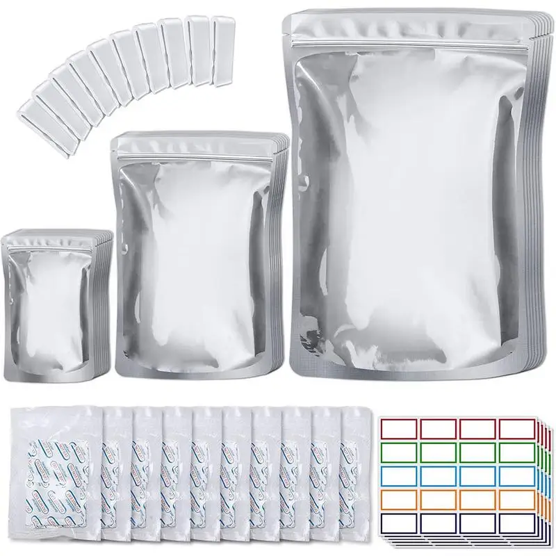 

Mylar Bags For Food Storage Mylar Bags With 100x400CC Oxygen Absorbers 3 Layers Thicken Reusable Heat Sealable Resealable