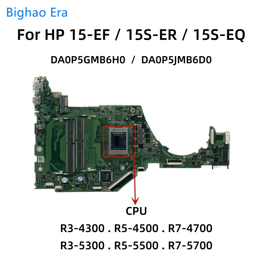 

For HP 15S-ER 15S-EQ 15-EF Laptop Motherboard With R3-4300 R7-4700 R5-5500 CPU DDR4 DA0P5JMB6D0 DA0P5GMB6H0 100% Brand New