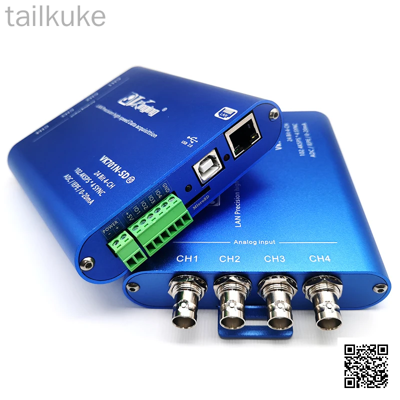 VK701N-SD Ethernet LAN24 Bit Data Acquisition Card UV Can Offline Store 102.4ksps Synchronization