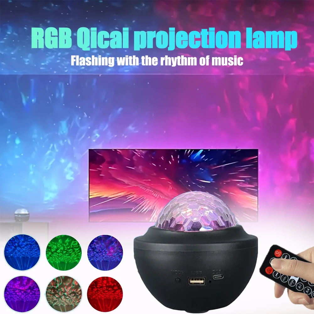 

RGB Starry Sky Projector Light with Auto Rotation Bluetooth Music Player And Remote Control LED Night Light for Bedroom Decor